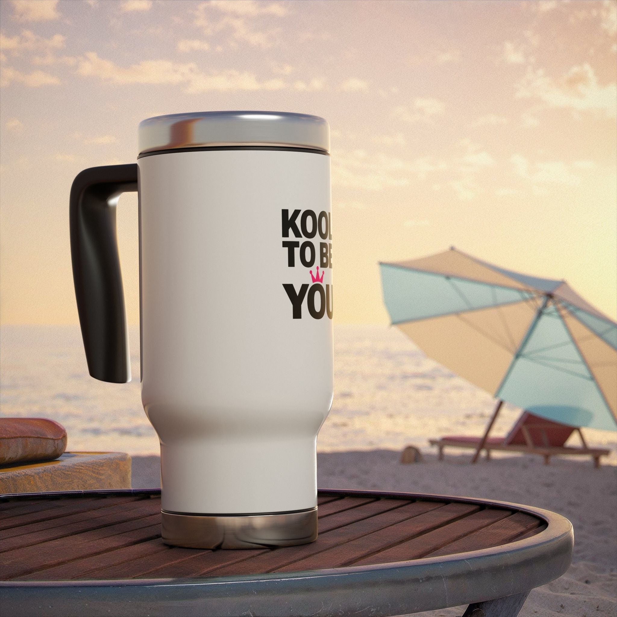 KTBY  14oz Stainless Travel Mug – Insulated Handle Coffee Tumbler-White