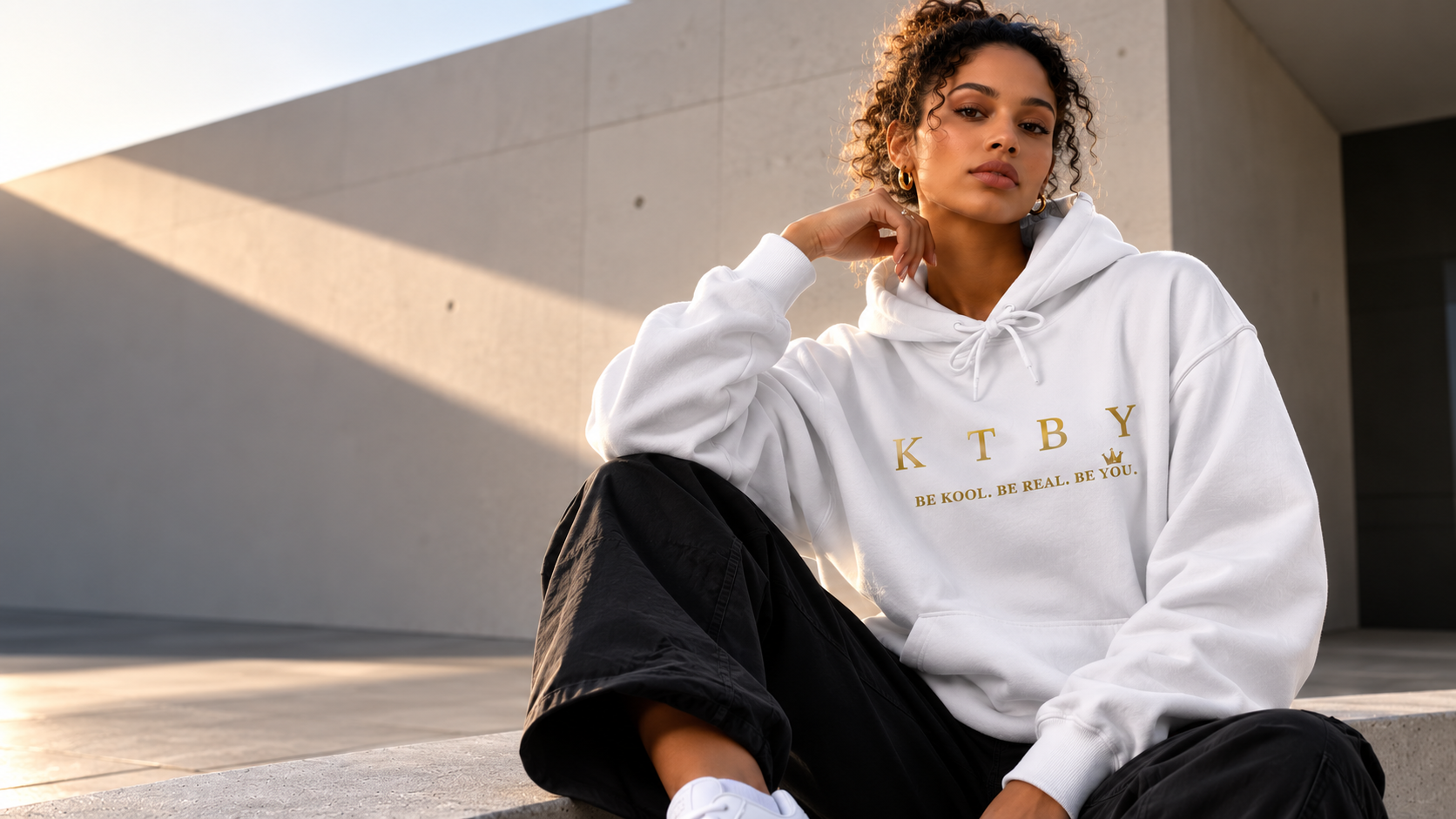 Signature Hoodie – White (Gold Logo)
